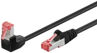 Cablu de retea cat 6 SFTP cu 1 unghi 90 grade 0.25m Negru, Goobay G51541