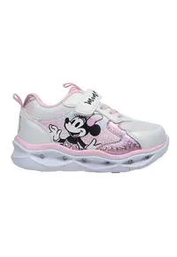 Pantofi sport cu velcro si Minnie Mouse - Roz deschis/Alb murdar