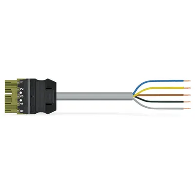 pre-assembled connecting cable; Eca; Plug/open-ended; 5-pole; Cod. B; 1 m; 1,00 mm²; light green