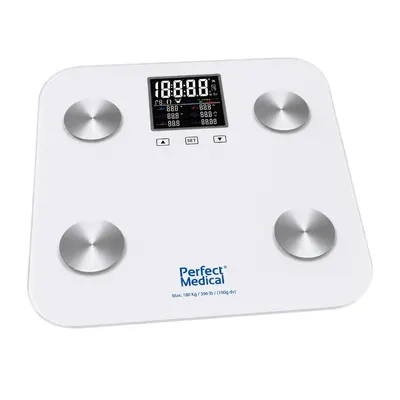 Cantar digital inteligent Smart Perfect Medical PM-48, cu bluetooth, sticla securizata, suprafata antiderapanta si 4 senzori de inalta precizie