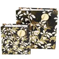 Pungi cadou cu model floral alb negru, mix 4 modele - 35.5x35.5x14cm