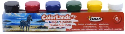 Vopsele tempera B-Max Color Lands - 6 culori x 20 ml