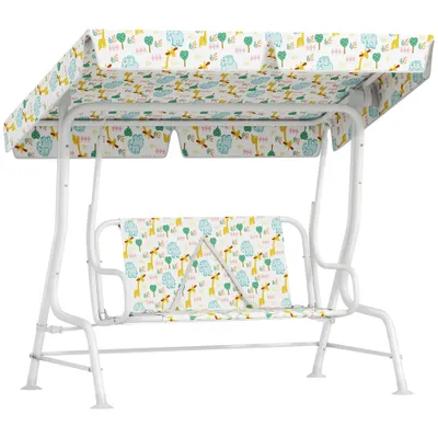 AIYAPLAY Leagăn pentru Copii cu Copertină Reglabilă și Centură de Siguranță, 120x112x75 cm, Alb | Aosom Romania