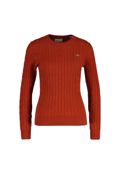 Pulover slim fit cu model torsade - Caramiziu