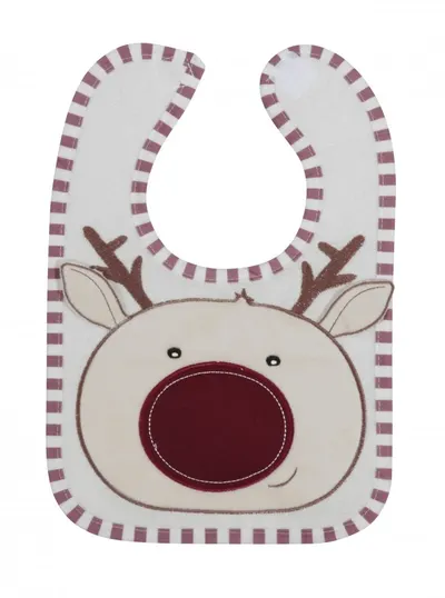 Baveta cu motive de Craciun 3D, 26 x 20 cm cu broderie, Ren