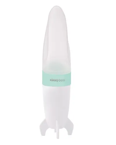 Dispozitiv de hranire din silicon KikkaBoo Rocket Mint 90ml cu gradatie,capac,ideal pentru calatorii,suport pentru pozitie verticala