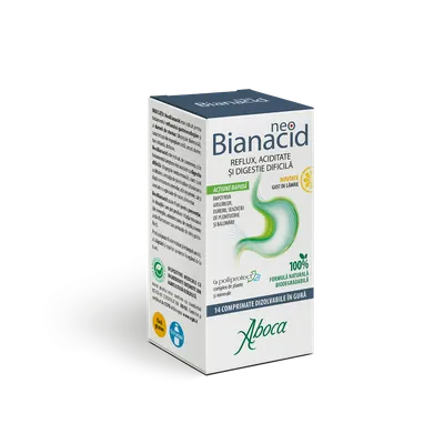 NeoBianacid pentru aciditate si reflux cu gust de lamaie, 14 comprimate, Aboca