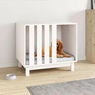 Gossi casa pentru caini, alb, 70x50x62 cm, lemn masiv de pin