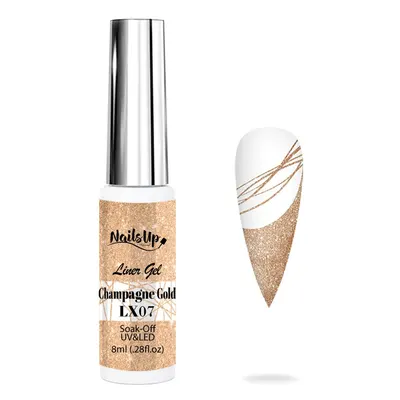 Gel NAILSUP Liner LX07 Gold 8ml pentru Pictură, Nail Art și Linii Fine