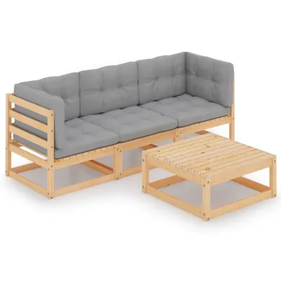 Gossi set mobilier de gradina cu perne, 4 piese, lemn masiv de pin