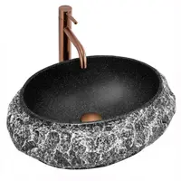 Lavoar baie Mika, oval, negru imitatie piatra, 50 x 38 cm