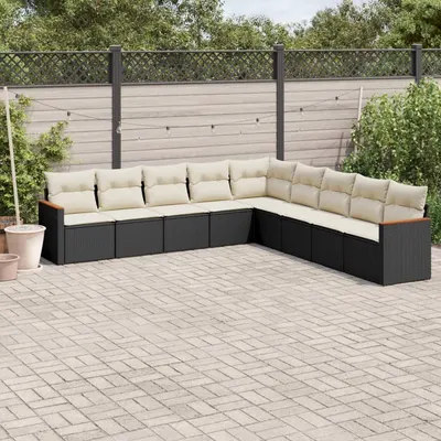 Gossi set mobilier de gradina cu perne, 9 piese, negru, poliratan