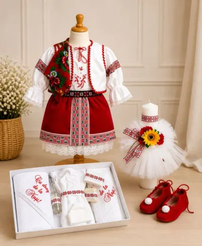 Set Traditional Botez - Costumas Trusou Lumanare Carmen