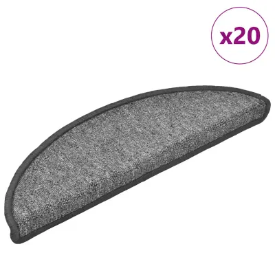 vidaXL Covorașe pentru scări, 20 buc., 56x17x3 cm, gri închis, semirotunde