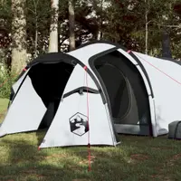 Gossi cort camping tunel 2 persoane, alb, tesatura opaca, impermeabil