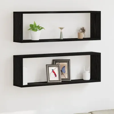 vidaXL Șemele de perete 2 buc. Stejar Negru 80 x 15 x 26 cm
