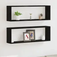 vidaXL Șemele de perete 2 buc. Stejar Negru 80 x 15 x 26 cm