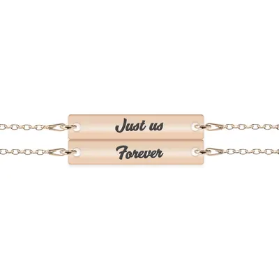 Chris - Set bratari personalizate tablita cu nume pentru cuplu din argint 925 placat cu aur roz