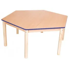 Blat masa - Hexagonal - Cant Colorat - Albastru