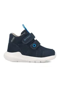 Ghete din piele nabuc cu inchidere velcro - Bleumarin