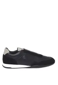 Pantofi sport slip-on din piele cu perforatii - Negru