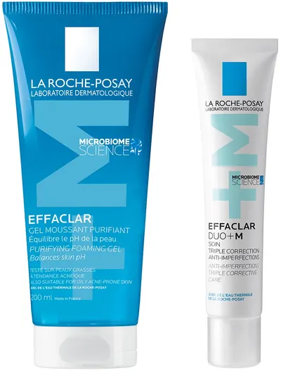 La Roche-Posay Effaclar Set - Spumă gel de curățare și îngrijire corectivă triplă, 200 + 40 ml