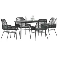 Gossi set de sufragerie de gradina 5 piese neagra sticla poly rattan