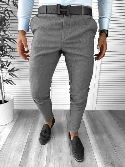 Pantaloni barbati eleganti regular fit gri B1769 114-3