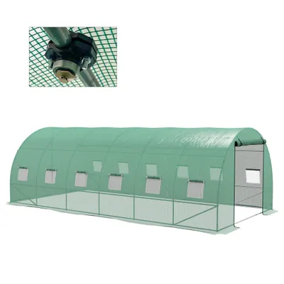 Outsunny Invernator de Tunel 6x3x2 m cu Sistem de Irigații Integrat 12 Ferestre cu Plasă și 1 Ușă Rulabilă Verde | Aosom Romania