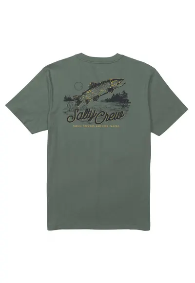 Tricou cu imprimeu artistic și guler rotund - Verde masliniu inchis