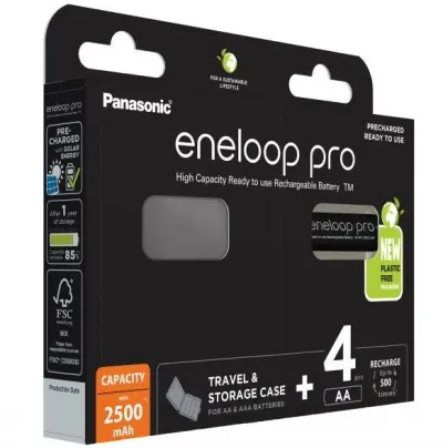 Set 4 Acumulatori AA Eneloop Pro 2500MAh 1,2V Ni-MH + Case - Default Title