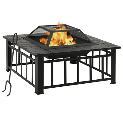 Gossi vatra de foc cu vatrai, 79x79x46,5 cm, otel, xxl
