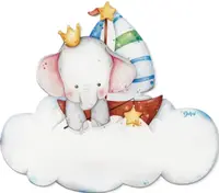 Decorațiuni din lemn pentru camera copiilor Dekori - Elefant, cu stickere