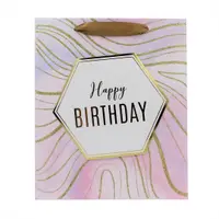 Punga cadou M hartie marble b-day pink