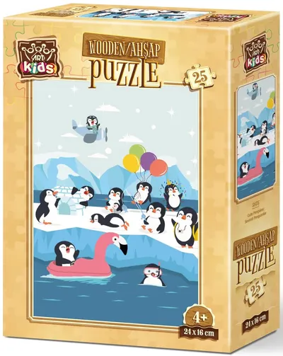 Puzzle din lemn Art Puzzle de 25 piese - Pinguini dragalasi