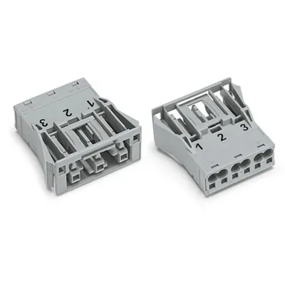 Snap-in socket; 3-pole; Cod. B; 4,00 mm²; gray