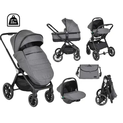 Carucior combinat 3 in 1 Cangaroo Christiano Gri Inchis pana la 22 kg