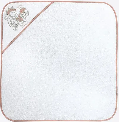 Prosop cu gluga bebe Bambino Casa - Paris, Bianco Rosa, 75 х 75 cm