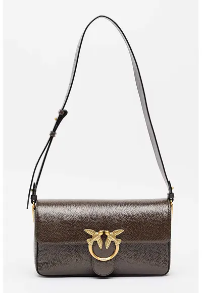 Geanta crossbody de piele Love One - Maro inchis