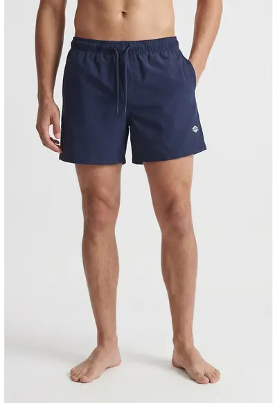 Pantaloni scurti de baie cu snur in talie - Bleumarin