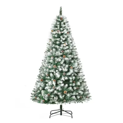 HOMCOM Brad de Crăciun Înzăpezit cu Conuri, Brad Artificial cu Deschidere Automată și Bază Pliabilă, Ø103x180 cm, Verde | Aosom Romania