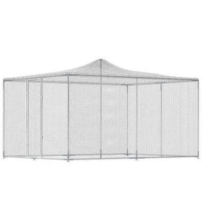 PawHut Țarc pentru Găini de Exterior, 4x3x2m 12㎡ Adăpost pentru Găini din Oțel Galvanizat cu Acoperiș Impermeabil Anti-UV și Închidere Dublă, Coteț pentru Păsări, Animale Mici, Iepuri și Rațe | Aosom Romania