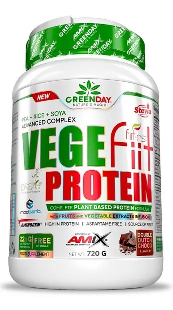 GreenDay Vegefiit Protein, ciocolată dublă, 720 g, Amix