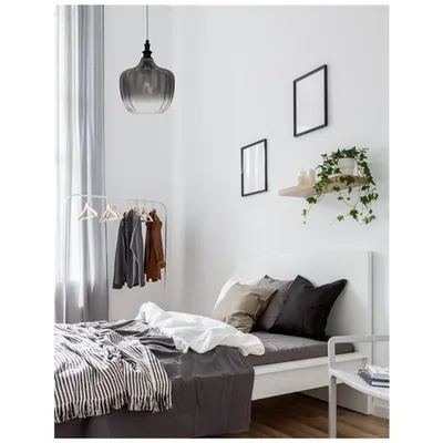 Lampa suspendata LONI Mat Negru Metal Fumuriu Gray Sticla LED E27 1x12 Wat 230 Volt IP20 Fara bec