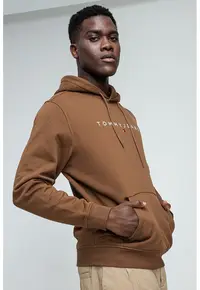 Hanorac din amestec de bumbac cu logo brodat - Maro camel