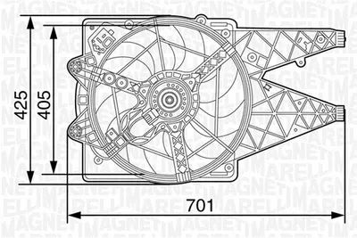 Ventilator radiator (cu carcasa) potrivit FIAT DOBLO, DOBLO CARGO 1.3D-2.0D 01.10
