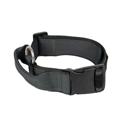 Zgarda caini Julius K-9, gri, reglabila, cu maner, 49-70 cm x 5 cm