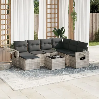 Gossi set mobilier de gradina cu perne, 8 piese gri deschis poliratan