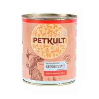 Hrana umeda pentru caini Petkult Sensitive cu vita si orez brun 800 g