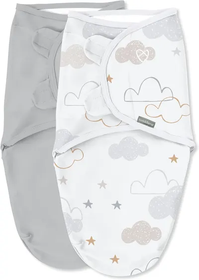 Set de 2 scutece pentru înfășat SwaddleMe - By Ingenuity, Space & Clouds
